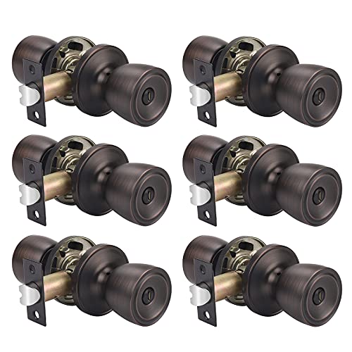 Probrico 6 Pack Tulip Privacy Door Knobs,Oil Rubbed Bronze Finish, Fit