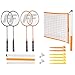Franklin Sports Badminton Net + Rackets Set - Portable Backyard Badminton Set with (4) Rackers + (2) Birdies - Adult + Kids Set - Classic