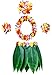 KEFAN Leaf Hula Skirt and Hawaiian Leis Set Grass Skirt with Artificial Hibiscus Flowers for Hula Costume Party (A)