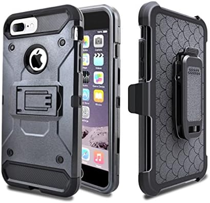 iPhone 6 Plus Case, iPhone 6S Plus Case, JUFD [Heave Duty Protection] Shockproof And Military Drop Tested, Portable [Belt-Clip] Rotate Army Case for iPhone 6 Plus iPhone 6s Plus (Black)
