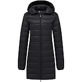wantdo Women's Quilted Puffer Coat Hooded Long Jacket Lightweight Winter Coats