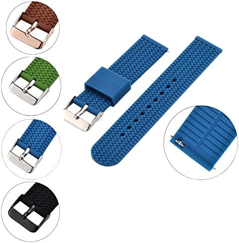 XiangMi Silicone Replacement Watch Band,Quick Release Soft Rubber Strap - Waterproof, Textured Tire Pattern – Choice of Colors, 18, 20&amp; 22mm Watch Strap