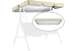 NSDAWALI Swing Canopy Replacement for Outdoor Patio Swing Chair 2/3 Seater Waterproof Porch Swing Seat Canopy Cover Garden Hammock Top Cover for Seat Furniture, Canopy only (Beige, 75×52×5.9 Inch)