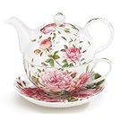 Porcelain Rose Teapot and Teacup For One