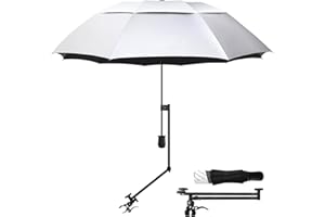 HOBVO UPF 50+ Golf Umbrella with Adjustable Universal Clamp, Portable Umbrellas for Rain, Manual Open & Close, for Beach Chair, Golf Cart, Stroller, Bleacher, Patio
