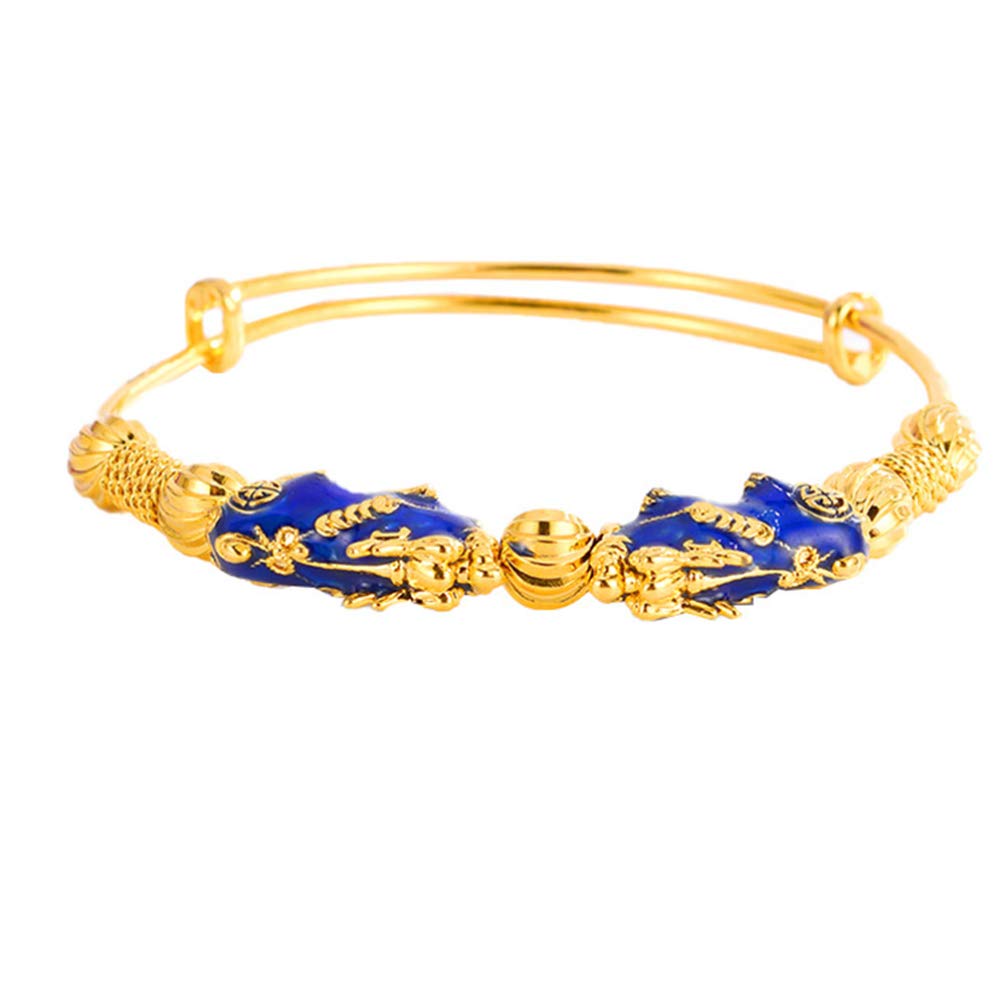 Double Pixiu Bangle Copper Retro Adjustable Chinese Ethnic Bracelet Wealth Lucky Wrist Chain Party Wedding Jewelry for Woman Girl