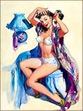 A SLICE IN TIME 1940's Pin-Up Girl Fixing My Hair Vintage Pin Up Wall Decor Art Poster Picture Print. Poster measures 10 x 13.5 inches