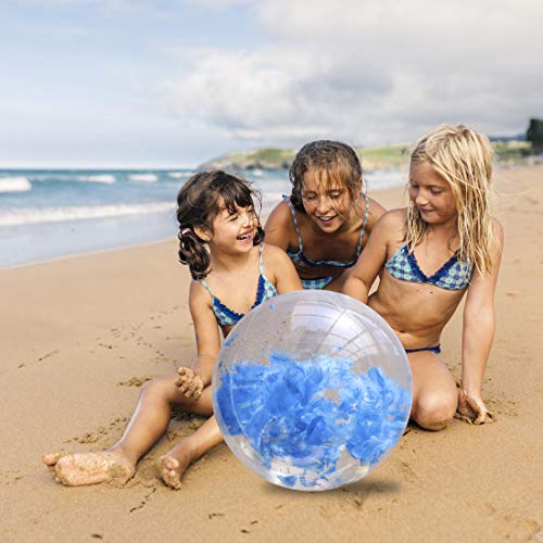 YOBAYE Inflatable Beach Ball Giant Beach Ball Filled with Feathers Swimming Pool Water Toys for Kids Adults Summer Beach Favor, 2 Pack, 24 Inch, Blue + Red - Thumbnail 7