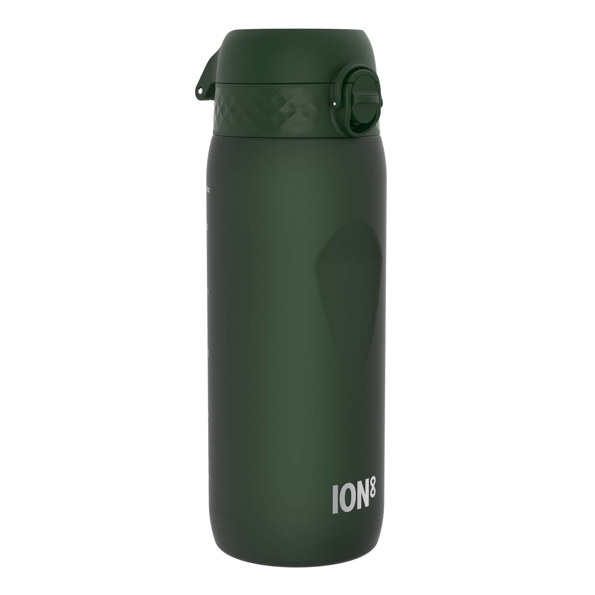 Ion8 Sports Water Bottle, 750 ml/24 oz, Leak Proof, Easy to Open, Secure Lock, Dishwasher Safe, BPA Free, Flip Cover, Carry Handle, Soft Touch Contoured Grip, Easy Clean, Odour Free, Dark Green — image 1