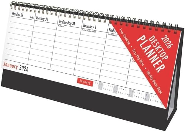 PaulStore 2026 Week To View Stand Up Desk Home Office Top Calendar Planner