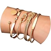 CHICUTIE Gold Bangles Bracelets For Women, 14k Gold Plated Stackable Open Cuff Bracelet Set Charms Trendy Lightweight Elegance Minimalist Textured Boho Jewelry Gift for Women