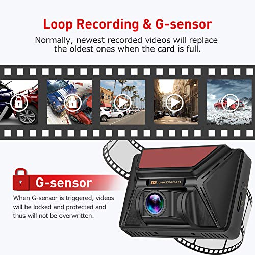 Oasser Dash Camera Car Dashcam FHD 2880-2160P 3.0inch LCD Dashboard Camera Recorder with GPS WiFi Parking Mode Support for Sony IMX335 Video Sensor 128G Max G-Sensor WDR Loop Recording - Thumbnail 5