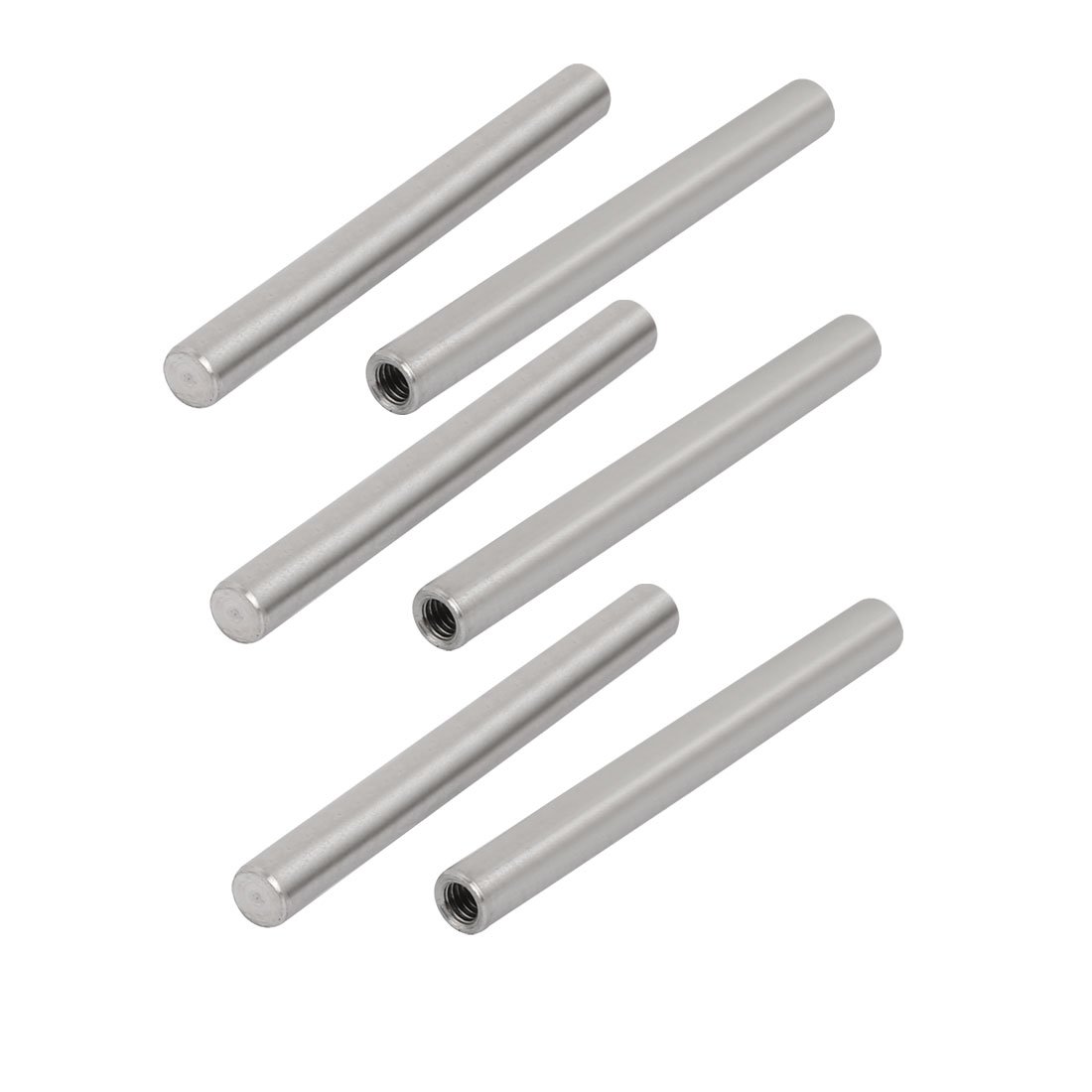 Sourcingmap 304 Stainless Steel M4 Female Thread 6mm x 60mm Cylindrical Dowel Pin 6pcs