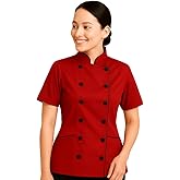 Short Sleeves Tailored Fit Chef Coat Jacket Uniform for Women for Food Service, Caterers, Bakers and Culinary Professional
