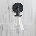 Permo Single Sconce with Funnel Flared Glass Clear Glass Shade 1-Light Wall Sconce Wall Lamp (Black）