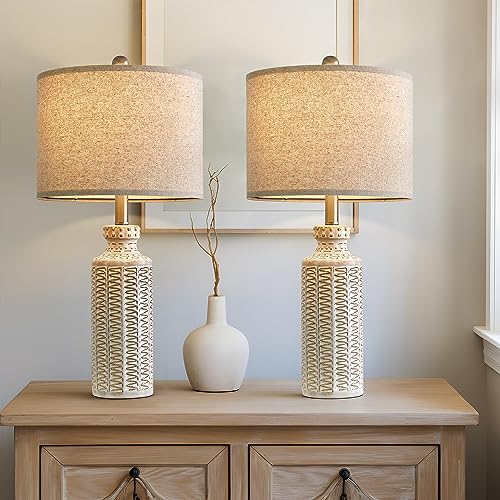 USumkky Farmhouse Ceramic Table Lamp Set of for Bedroom