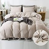 GiveUWant Butterfly Bow tie Duvet Cover Set King(104x90 Inch), 3 Pieces Khaki Ultra Soft Washed Cotton Bowknot Duvet Cover Set, Easy Care Bedding Set for Men, Women, Boys and Girls