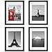 Upgraded Tempered Glass 4Pcs 11x14 Picture Frame with Mats for 8x10 Documents Black Wood Photo Frame Wall Mounting Material Included(Both Vertical and Horizontal Supported)
