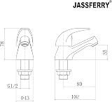 JASSFERRY Chrome Basin Taps Pair Hot Cold 1/2" Faucets with Lever Handles view 2