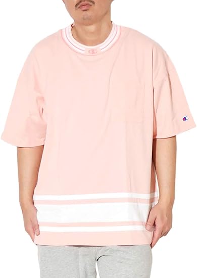 Amazon チャンピオン Tシャツ メンズ 半袖 ビッグシルエットポケットtシャツ キャンパス ライトピンク C3 R334 L 大きいサイズ Tシャツ カットソー 通販