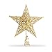 Qable Powerz(TM) Star Tree Topper, Exquisite Shimmery 8-inch x 6-inch Star Christmas Tree Topper Christmas Tree Decoration 5 Point Star Treetop Decor (Gold)
