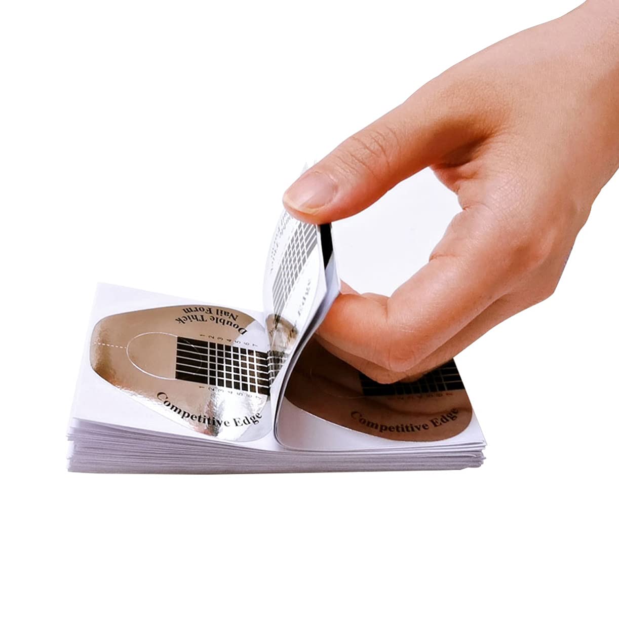 VNC 200Pcs Long Nail Forms Extension Set 100 Pcs Gold + 100 Pcs Silver Nail form guide stickers Thick Nail Art Tips Extension Forms Durable Acrylic Nail Paper Forms Numbers Marked Nail Former Stickers - Image 4