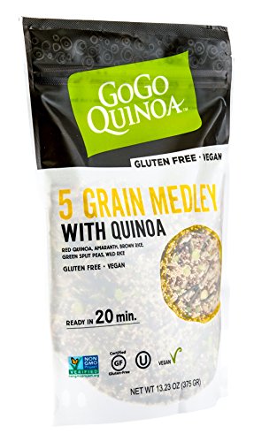 GoGo Quinoa Gluten Free Five Grain Medley, Made with Red Quinoa, Amaranth, Brown Rice, Green Split Peas and Wild Rice, Gluten-Free, Non-GMO and kosher Certified, Vegan 0.83 Lbs