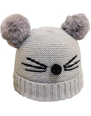 FloYoung Knitted Double Pom Pom Beanie Hat Baby Toddler Kid's Fall Winter Cap