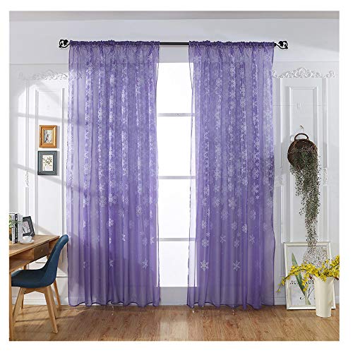 Promisen Christmas Curtains,1PCS Modern Christmas Window Snowflake Voile Drape Valance Curtains for Dining Room,Living Room,Bedroom,100cm x 200cm (Purple)