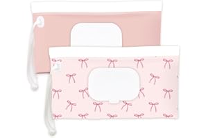 eoscasely Wipe Dispenser and Wipes Container, 2 Pack Reusable Wipes Holder and Travel Wipes Case, Refillable Pouch for Baby E