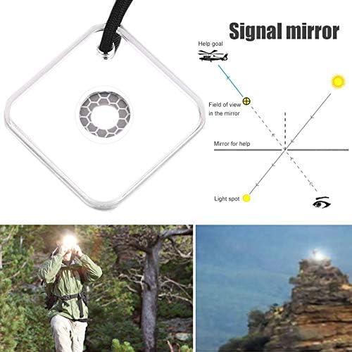 Passionsell Heliograph Signal Mirror with Whistle Multifunctional Outdoor Emergency Survival Tool with Targeting Function(Black)