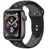 YOUKEX for Apple Watch Band 38mm 42mm,Soft Silicone Replacement Sport Wristband for iWatch Apple Watch Series 1,Series 2, Series 3, Nike+ Edition S/M M/L-(NK42L-Black/Gray)