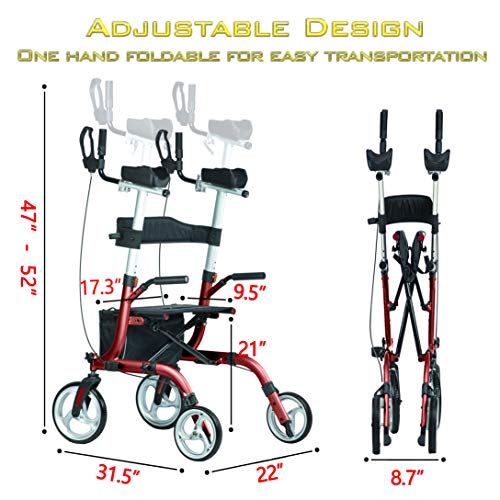 WINLOVE Folding Rollator Walker Mobility Walking Aid with Armrests and