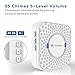 Tenswall Wireless Doorbell Kit Waterproof Door Chime - 1000 Feet Operating, 55 Chimes, 5 Level Volume, LED Indicator, 1 Push Button Transmitter & 1 Plug-In AC Receiver (No Batteries Required) – White
