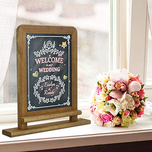 Lockways Slate Chalkboard Black Board - Standing Chalk Board 14 x 10, Rustic Vintage Decor Wooden Frame Blackboard for Kitchen, Restaurant, Bar Countertop, Wedding, Party, Wall, Home