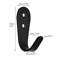 Mokife Coat Hooks for Wall, 6 Pack Black Jacket