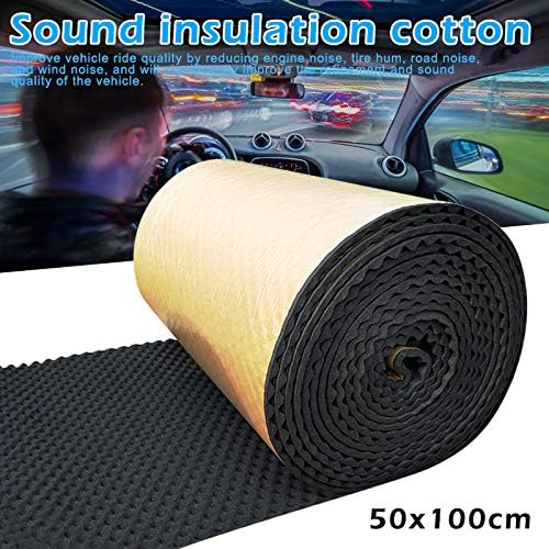 Syfinee 100x50cm 20MM Car Heat Insulation Pad Underlay Foam Self-adhesive Sound Deadening and Automotive Dampening Mat Thick Car Sound Deadener Acoustic Noise Insulation Foam Subwoofer Mat