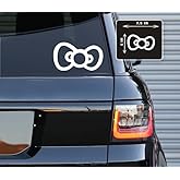 Printbeat Cute Kitty Bow Decals for Notebook, Bumper, Car, Truck, Wall, Window, Laptop (White 4x7.5)