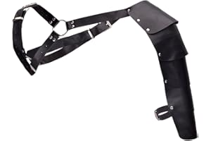 NICENEEDED Medieval Knight Leather Shoulder Armors, Viking Gothic Body Chest Belt Harness Armor, Adjustable PU Leather Should