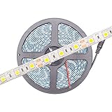HitLights Weatherproof Warm White SMD5050 High Density LED Tape Light Strip - 300 LEDs, 16.4 Ft / 5 Meter Roll, Cut to Length - 3000K, 247 Lumens / 4 watts per foot, IP65, Requires 12V DC