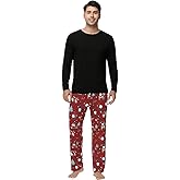 WiWi Pajamas for Men Viscose Bamboo Super Soft Long Sleeve Pj Set Cooling Crew Neck Loungewear with Pockets S-XXL