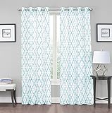 2 Pack: Kendall Luxurious Trellis Crushed Grommet Sheer Voile Curtains by GoodGram® - Assorted Colors (Aqua)