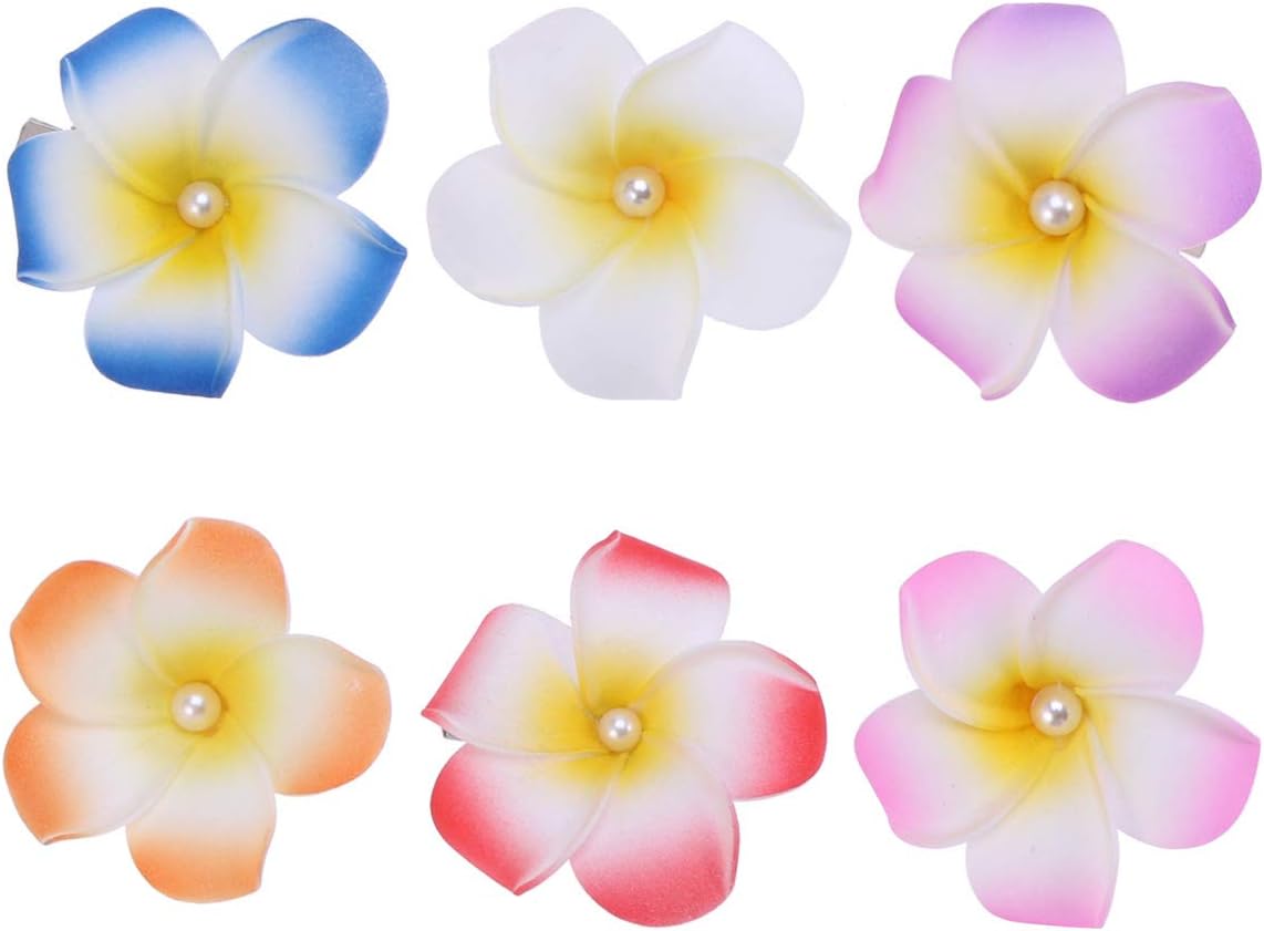 Amazon Co Jp Frcolor お花 ヘアピン プルメリア花 ヘアアクセサリー ヘアクリップ ハワイ 髪飾り ヘッドドレス 6cm 12本セット ホーム キッチン