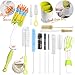 ZOEMO 15Pcs Food Grade Multipurpose Cleaning Brush Set with Drainer Organizer, Lab Cleaning Brushes, Include Straw Brush|Nipple Cleaner|Narrow Neck Bottle Brush|Blind Duster|Pipe Cleaner