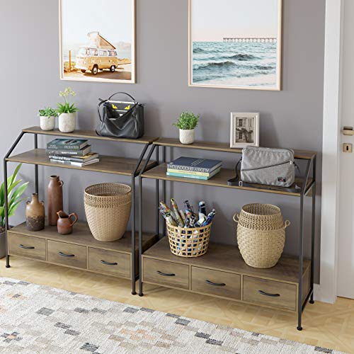 HOMECHO Tall Console Table with Fabric Drawers, Entryway Table with