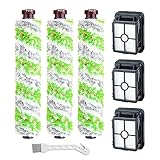 Lemige 3 Pack 2460 Multi-Surface Pet Pro Brush Rolls + 3 Pack 1866 Replacement Vacuum Filters for Bissell CrossWave Pet Pro 2306A & CrossWave 1785 Series, Compare to Part 1613568&161-3568, 1608684