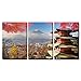 wall26 - 3 Piece Canvas Wall Art - Mt. Fuji with Fall Colors in Japan for Adv or Others Purpose Use - Modern Home Decor Stretched and Framed Ready to Hang - 24
