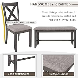 6 Pieces Dining Table Set, Wood Rrectangle Table