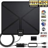 TV antenna, [2019 Newest] Indoor Digital HDTV Amplified Antennas Freeview 4K HD VHF UHF for Local Channels 120 Miles Range With Switch Amplifier Signal Booster Support ALL TV's-16.5ft Coax Cable
