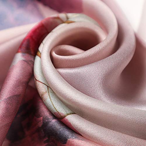 Women's Mulberry Silk Scarf Fashion Floral Sunscreen Shawls Wraps Scarves (YanYi07)